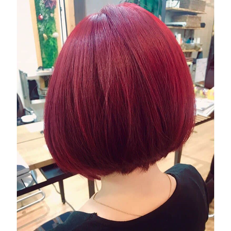 Marinaさんのインスタグラム写真 - (MarinaInstagram)「今日はヘアメンテday🌹✨ . 今回も綺麗に赤を入れてもらったよ💋(@maji_color ) . . #AldiousMarina #hair #haircolor #red #redhair #hairstyle #ヘアカラー #ヘアー  #赤髪 #ショートヘア #マジカラー #ボブ #ヘアスタイル」12月23日 16時33分 - aldiousmarina