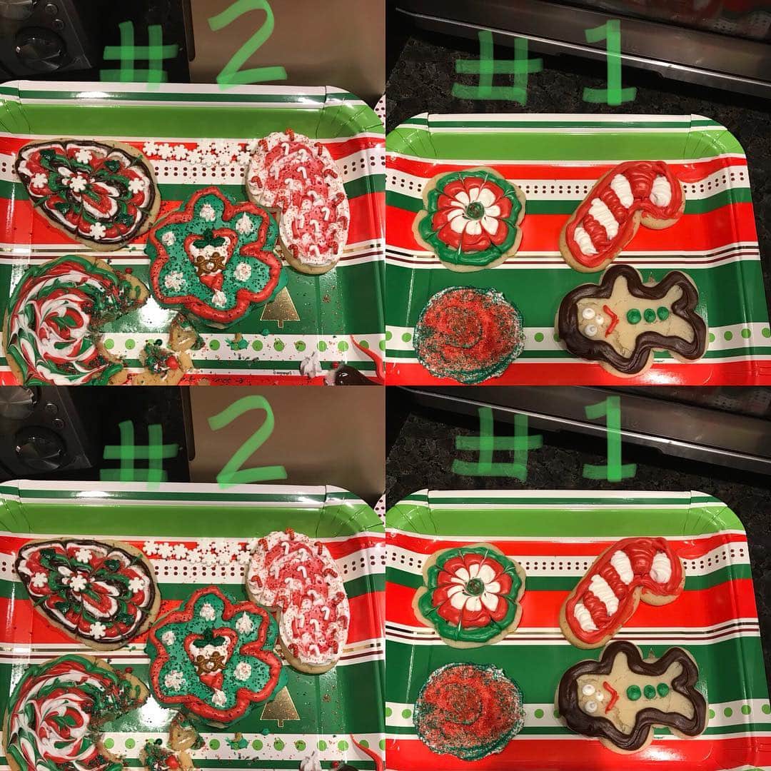 ジェイソン・スタンリッジのインスタグラム：「Joy and I are needing a survey. Please select your favorite plate of cookies. Answer #1 or #2 and be honest!!!!」