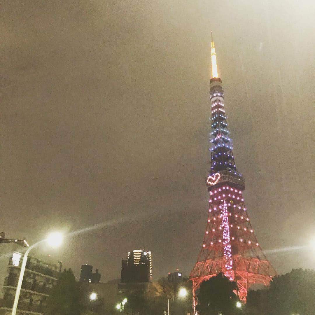 宮瀬茉祐子のインスタグラム：「Merry Christmas 🎄  雨の中の東京タワー🗼  I hope you’re having a wonderful holiday !! #merrychristmas #christmaseve #tokyotower #tower #heart❤️ #東京タワー #クリスマス」