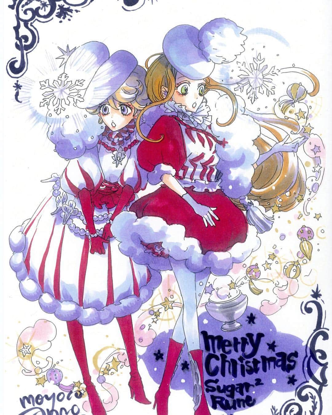 のインスタグラム：「#merrychristmas 🎄 #sugarsugarrune #chocolat #vanilla #moyocoanno #christmas #snow #manga #instagood #instaart 待っていただいてるシュガルンファンの方へ❤️安野モヨコが特別に描き下ろしました！担当編集(まりも)」