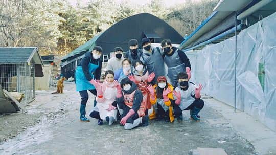 のインスタグラム：「💓🐶🐱💓 조미라대표님 한보름언니 이영아선배님  최성준선배님 우도환 양정원언니 양한나언니 명현이 매니저님들 실장님까지 ⛄️ #대형킁킁이들#설이식탐많음」