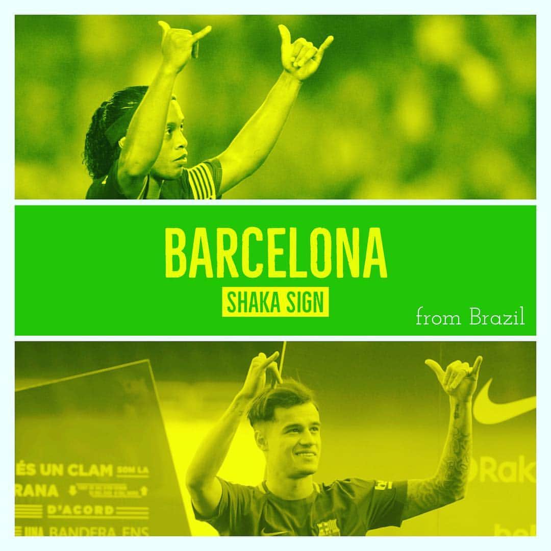 サッカーキングさんのインスタグラム写真 - (サッカーキングInstagram)「. 🇧🇷シャカ・サインの系譜 . #LaLiga #Barcelona #Ronaldinho #Coutinho #ラリーガ #バルセロナ #ロナウジーニョ #コウチーニョ #サッカーキング #⚽️」1月10日 0時29分 - soccerkingjp