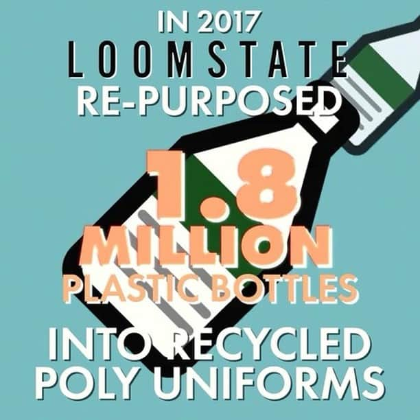 ルームステイトのインスタグラム：「By using recycled polyester (rPET) in Loomstate products we win twice: once by diverting plastic waste from landfills & oceans, and again by saving energy in the rPET spinning process. We only source post-consumer plastic from certified supply chain sources; never virgin plastics from the bottle factory. In 2017 Loomstate recycled over 1.8 million plastic bottles into rPET fabric. • • • • • • #sustainability #sustainablefashion #ethicalfashion #traceability #transparency #whomademyclothes #sustainableapparel #chetnaorganic #indiancotton #indianorganic #organiccotton #organicdifference #recycledpolyester #rPET #uniforms #designingchange #loomstateofmind #loomstate #natural」