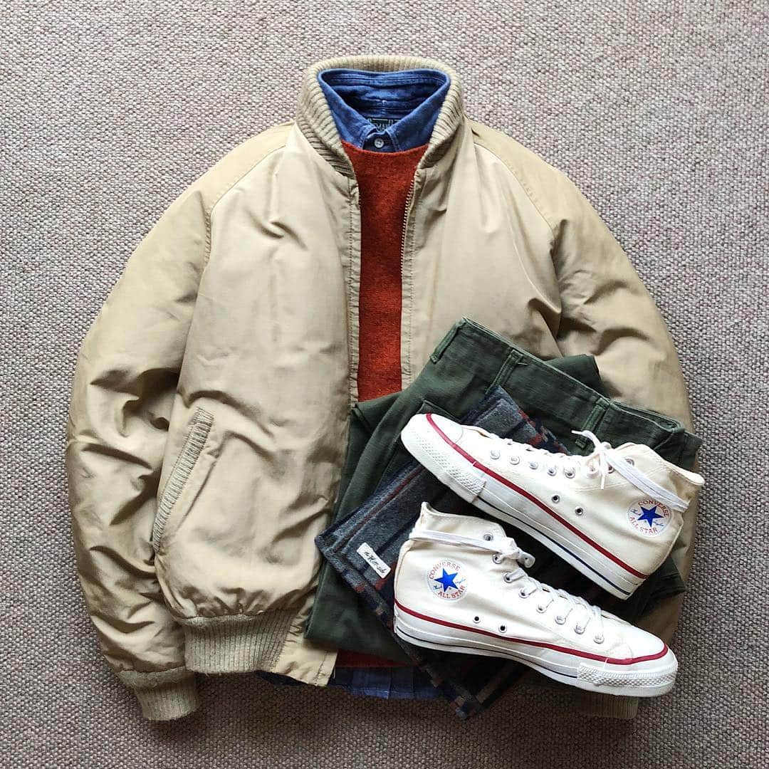 the.daily.obsessionsさんのインスタグラム写真 - (the.daily.obsessionsInstagram)「Today's Outfit. ↓ 70's Vintage #EddieBauer All Purpose Down Jacket #Inverallan Shetland Sweater #GitmanVintage Denim BD-Shirt #TheHillSide Wool Scarf 70's Vintage U.S.Army Fatigue Pants 80's Vintage #Converse All Star Hi Made in USA」1月10日 20時02分 - the.daily.obsessions