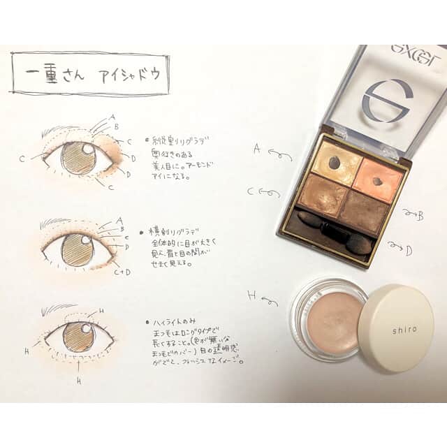 Cecil0930 Inoueさんのインスタグラム写真 Cecil0930 Inoueinstagram 一重さんアイシャドウ 一番上 縦割りグラデーションで立体感をしっかりだして 美人目に 中央 横割りグラデーションで眉と目の間を狭くして