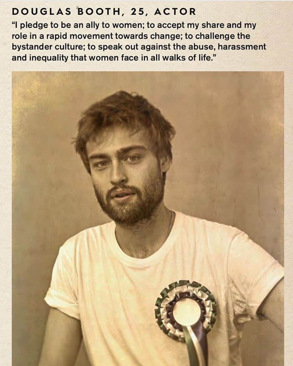 エマ・ワトソンのインスタグラム：「Proud to be your friend REPOST @douglasbooth I pledge to be an ally to women; to accept my share and my role in a rapid movement towards change; to challenge the bystander culture; to speak out against the abuse, harassment, and inequality that women face in all walks of life. #100years #Suffrage100」