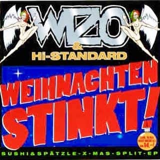 NAOKIさんのインスタグラム写真 - (NAOKIInstagram)「WIZO & Hi-Standard 「Weihnachten Stinkt!」 19歳の頃ドイツのWIZOというバンドが好きで大阪天保山ベイサイドジェニーでの来日ライヴに行った。  その日の出演バンドはWIZOとStrung OutとHi-STANDARD。  そこでハイスタを初めて知って衝撃を受けて次の日にハイスタの全CDを買いに行った。  そんなHi-STANDARDとWIZOのスプリットCD。  最高すぎる一枚。  俺の宝物です。  という事で今日はそんな思い出の大阪！  Zepp Osaka Baysideです。  よろしく！  #wizo  #histandard  #ナオキの名盤紹介」2月8日 10時40分 - naoki_10feet