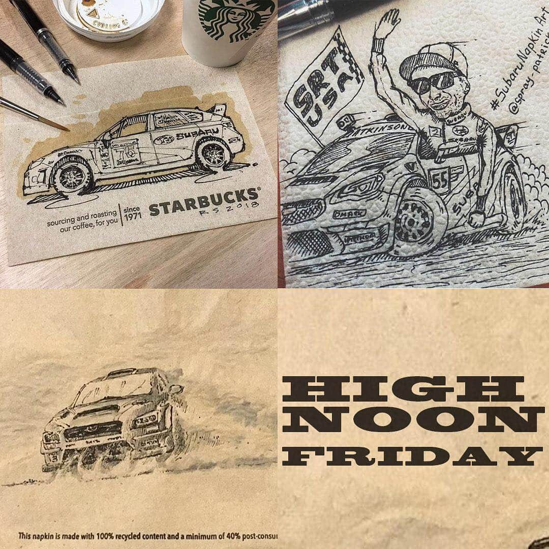 Subaru Rally Team USAさんのインスタグラム写真 - (Subaru Rally Team USAInstagram)「#SubaruNapkinArt High Noon Challenge🖋🖌🖍 ⠀ ⠀ This is it! Our inaugural Subaru Napkin Art Challenge is about to end. At 12 noon (ET) on Friday Feb 9th, we will know who the best Napkin Artist in the Subaru community is. Be sure to vote by "liking" your favorite artwork in our previous posts. Let the final duel at high noon begin! 🛠⠀ ⠀ #SubaruAmbassadors, please share!⠀ ⠀ #Subaru #SubaruRally #SRTUSA #NapkinArt #NapkinSketch #NapkinDrawing #Carart #STIPerformance #スバル」2月9日 12時04分 - subarumotorsportsusa