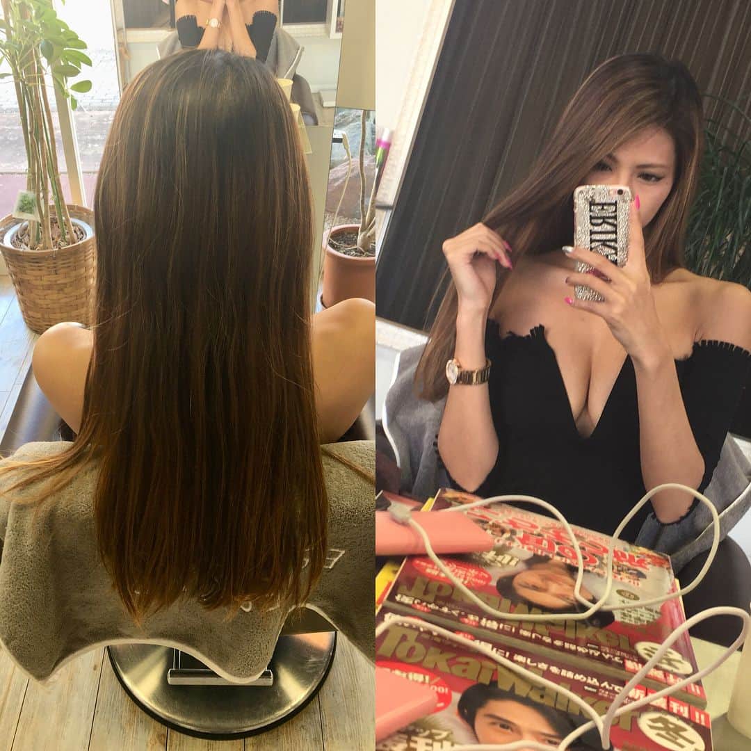 堀えりかさんのインスタグラム写真 - (堀えりかInstagram)「美容院のBefore(2枚目)after(1枚目)💇‍♀️💕 なったんと行って来たよー🙋  @shotaro_tange ありがとうございます🙌💕 . からの8軒のはしご酒🍻🍻🍻 .  #美容院 #トリートメント #カラー #外人風カラー #katoreya #はしご酒 #飲み歩き」2月9日 13時24分 - xerikax143