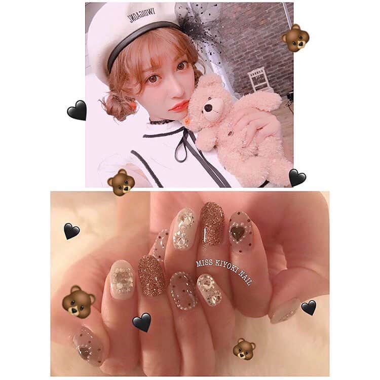 明日花キララのインスタグラム：「ねいるかわいくなったよ💉🐻🖤 すごくお気に入り❥❥❥ . @miss_kiyoki_nail  きよきさんありがとう💖」