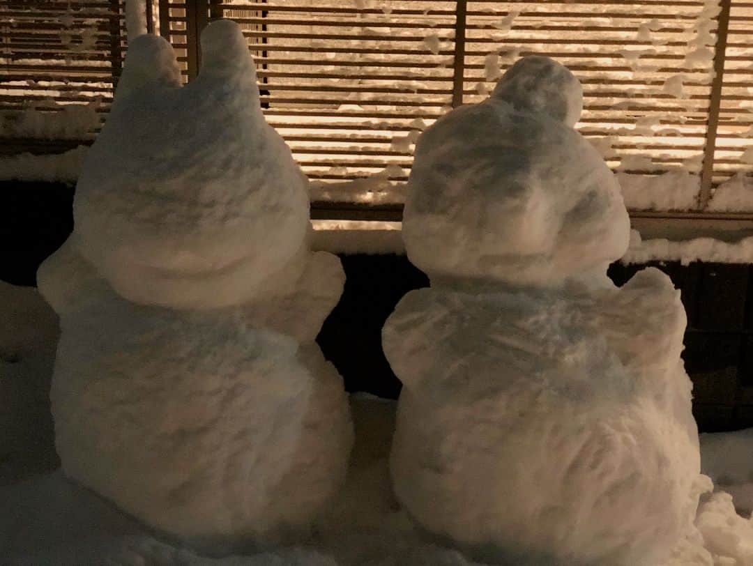 宇内梨沙さんのインスタグラム写真 - (宇内梨沙Instagram)「仕事を終えて 家路につくとほっこり事件が。 かわいくて巨大な雪だるま が 二体も生まれていました☺️ 近くの方が作ったのかなぁ〜  雪が積もると大変だけど こういう楽しみもありますよね✨  しかしお出かけの際は 路面の凍結による 転倒などに十分お気をつけて😭」1月23日 3時03分 - risaunai