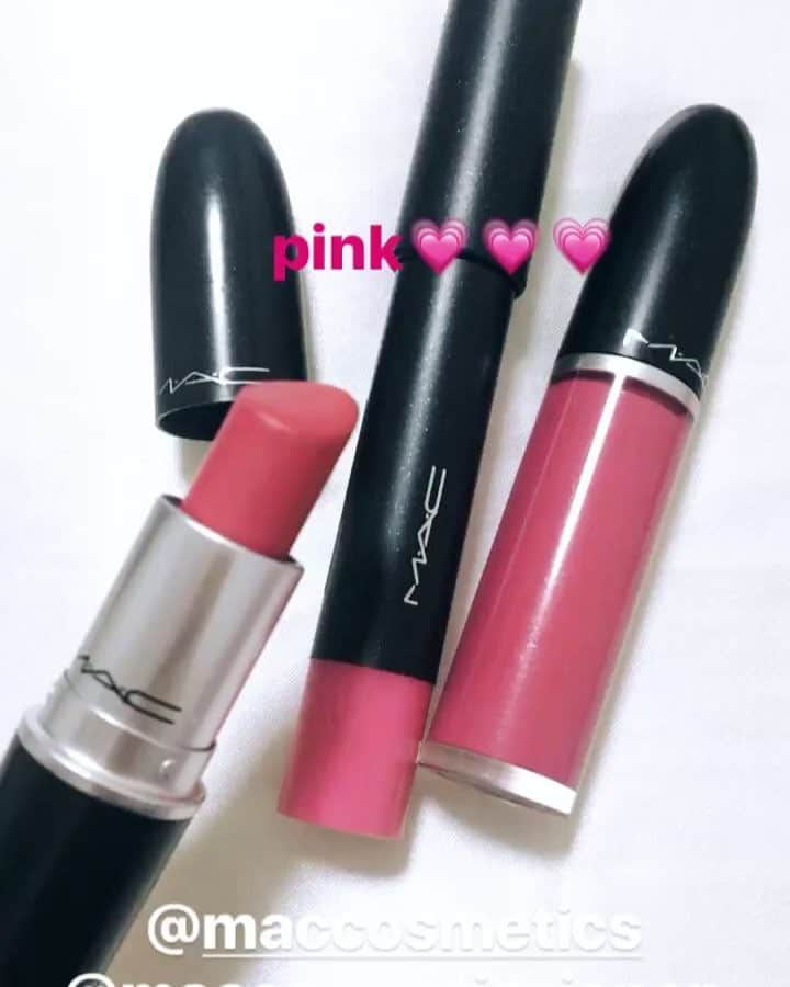 三井智雅のインスタグラム：「💜💗💜💗💜💗💜💗💜 I💗M.A.C I💗pink @maccosmetics  @maccosmeticsjapan . #maccosmetics #lipsticks #pink #love #instagood  #makeup」