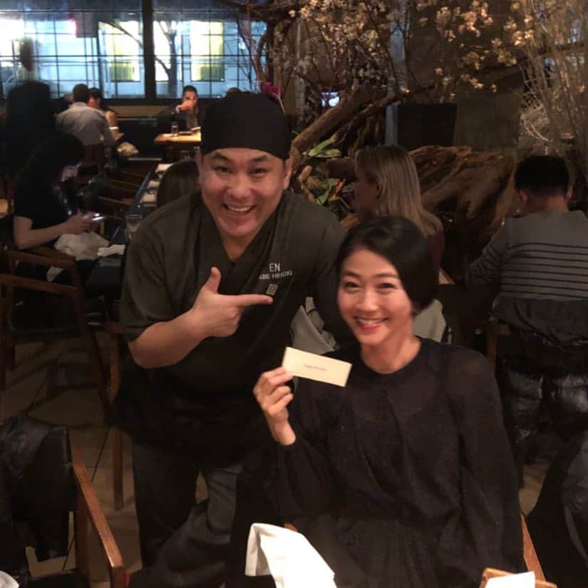 久保田智子のインスタグラム：「Thank you @abe_hiroki_en it was superb! 😘#en #chefabe」