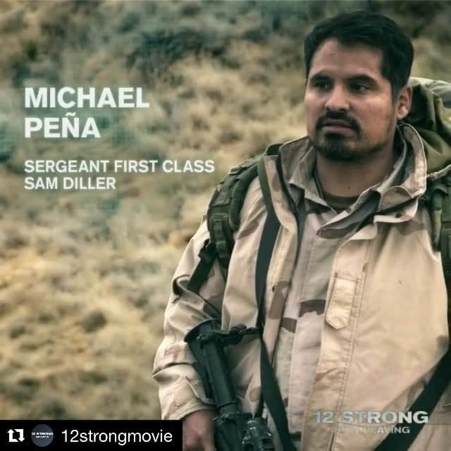 ジェリー・ブラッカイマーのインスタグラム：「#Repost @12strongmovie ・・・ Go behind the scenes with @mvegapena as he talks about his character Sergeant First Class Sam Diller in #12StrongMovie.」