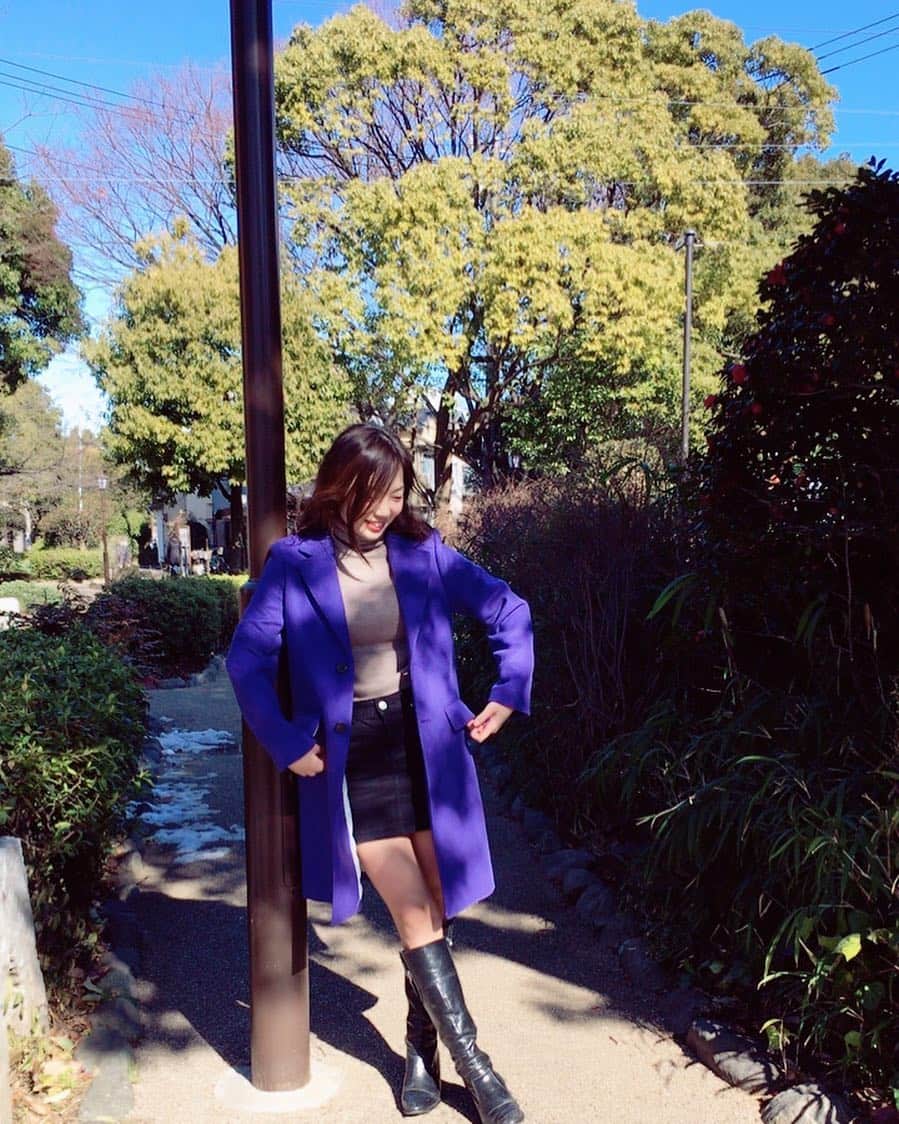 志村玲那さんのインスタグラム写真 - (志村玲那Instagram)「#お気に入りのコート #ブルー #ぱぱありがと #タイトスカート #ブーツ #ある日のコーデ #タートルネック」2月4日 16時39分 - rena_shimura