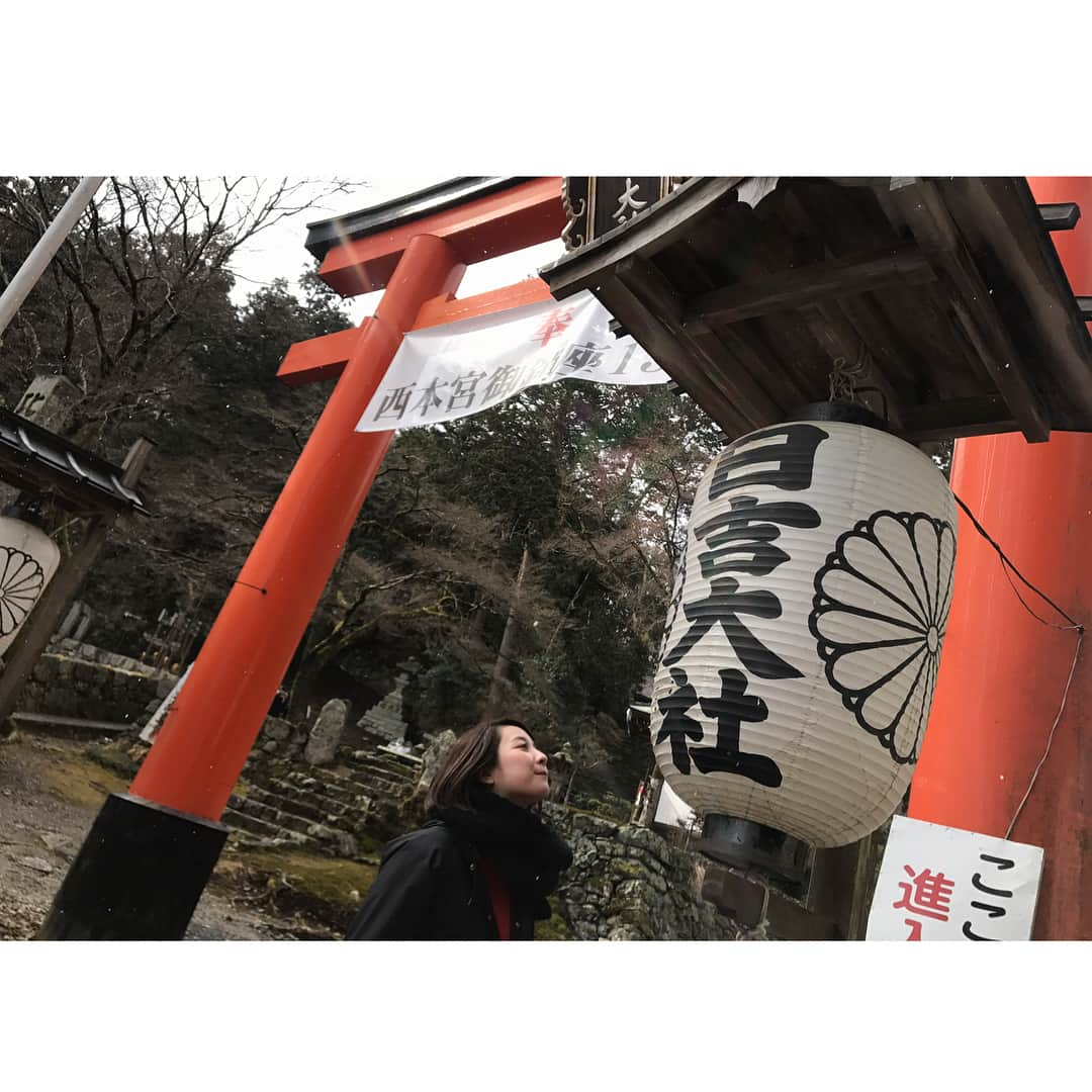 紺野栞さんのインスタグラム写真 - (紺野栞Instagram)「. . . 滋賀県大津市坂本にある、日吉大社 . 最近映画のロケ地にも なったみたいで 「曇天に笑う」のポスター めちゃくちゃ貼ってあった！ . およそ2100年前、 崇神天皇７年に創祀された、 全国3800余の 日吉・日枝・山王神社の 総本宮だそう！いや、びっくり。 滋賀県に総本宮があるなんて。 . 場所が都の表鬼門（北東）に あることから都の魔除、 災難除を祈る社として、 比叡山に延暦寺を開かれてからは 天台宗の護法神として 多くの方から崇敬を受けているそう。 . 御利益としては 方除け、厄除け、縁結び、 家内安全、夫婦和合、商売繁盛等 . 約40のお社があるそう！ 全ての神様を総称して 「日吉大神」と呼ぶとのこと。 . 初めてかもしれない こんな広い神社は。 まさに山の中。 大自然の中にある。 山の上にあるから帰り道に 琵琶湖が見えたり…… また地元の素晴らしい場所を 見つけてしまったな……！ . . . #日吉大社 #京阪 #滋賀県 #大津市 #紅葉 #紅葉 #名所 #神社 #寺 #巡り #御朱印 #御朱印ガール #japanesegirl #followme  #朝活 #おはよう #goodmorning #早上好  #안녕하세요 #일본 #신사 #shrine #temple #tokyo」3月5日 8時21分 - shiooo1023