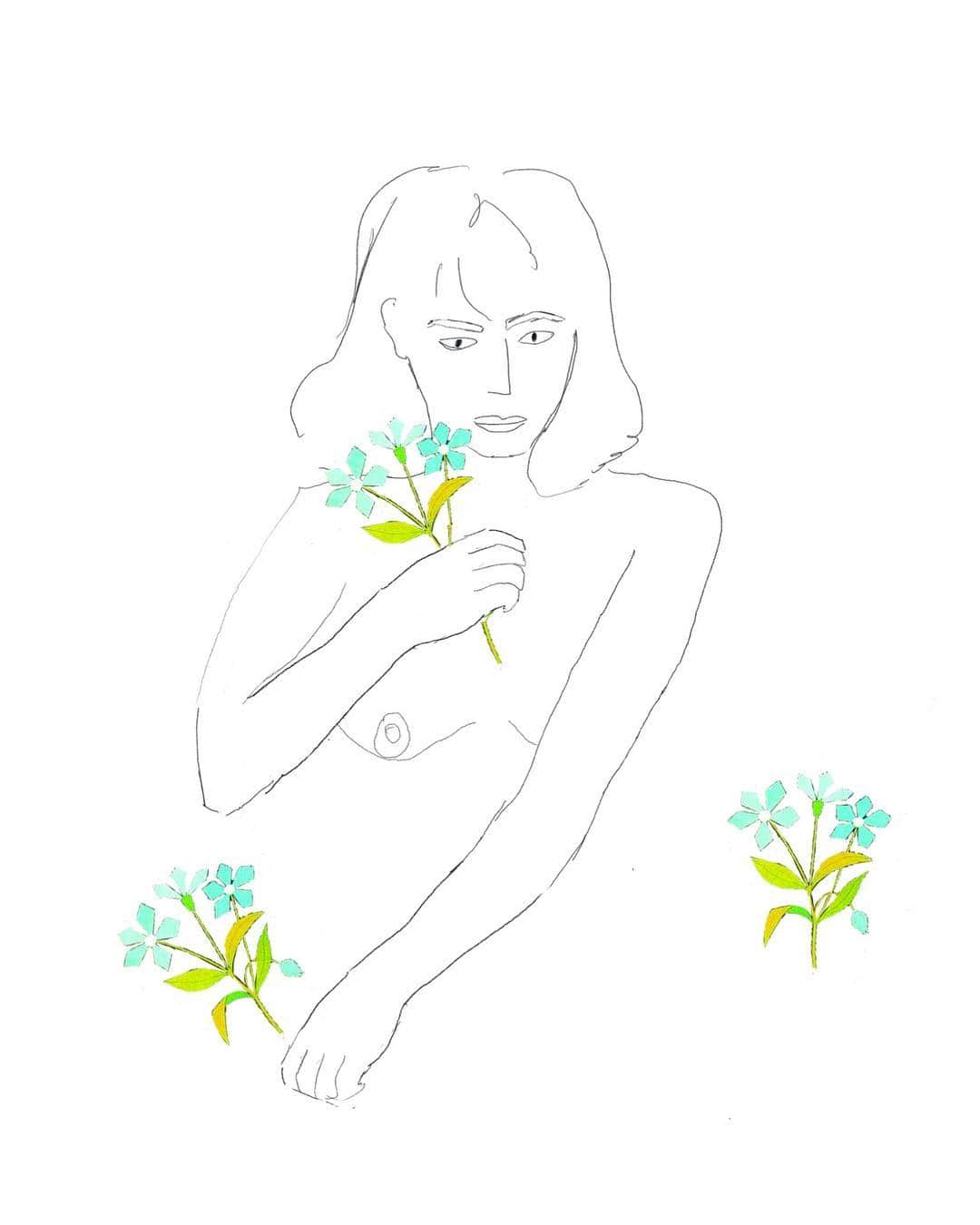 花盛友里のインスタグラム：「🌷🌷🌷 . Love to @solarsisters . 脱いでみたの写真集のために書き下ろしてもらった絵の中の一つ。 全部お気に入り！ . #脱いでみた #花盛友里」