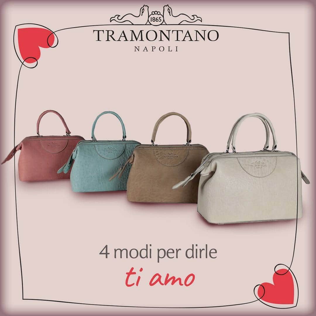 のインスタグラム：「Tramontano, il modo più glamour per dichiarare il proprio amore Vieni a scoprire il bauletto midi della Linea Baby, realizzato in pelle di Vitello Texas. #tramontanonapoli #tramontanoborse #sanvalentino」