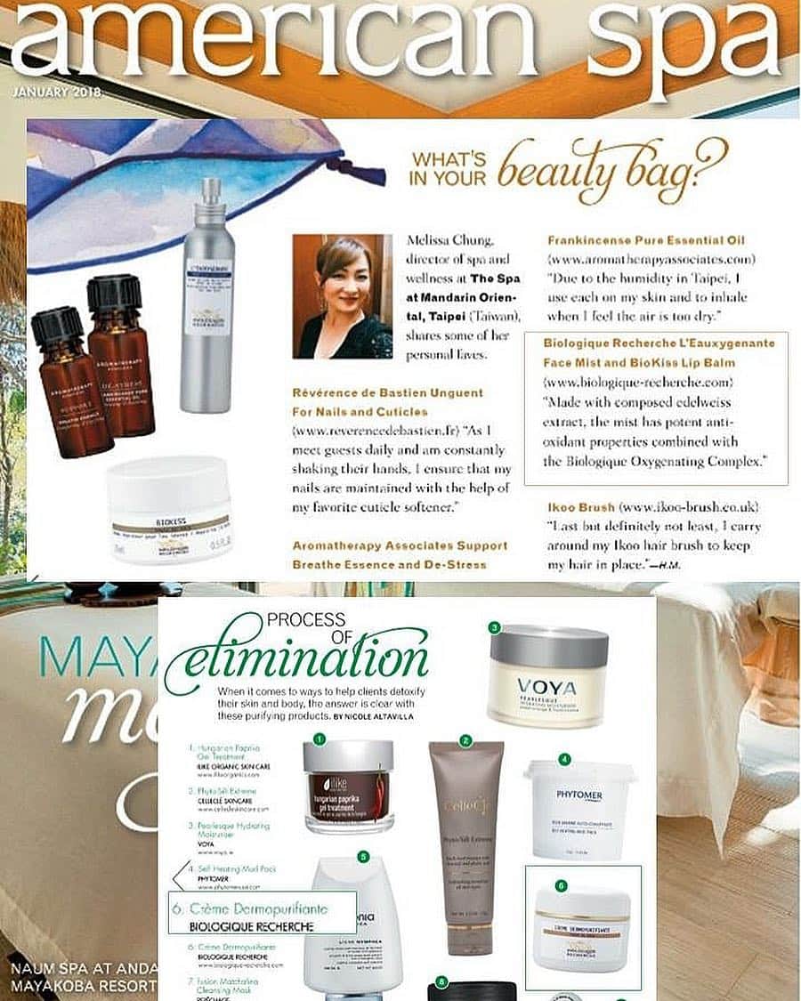 Biologique Recherche USAさんのインスタグラム写真 - (Biologique Recherche USAInstagram)「Melissa Chung, Spa Director at The Mandarin Oriental Taipei, shares what's in her beauty bag with American Spa this Winter! Among her favorites? Our Biokiss and L'Eauxygenante. In the same issue, our Creme Dermopurifiante is featured, in a story treating the process of "elimination". https://www.americanspa.com/ . . . @mo_tpe @americanspamag #biologiquerecherche #ambassadedelabeaute #passion #expert #skincare #motaipei #mandarinoriental #favorite #beautypicks #skinfavorites #biokiss #lipbalm #lipcare #mist #beautymist #eauxygenante #br #savoirfaire #press #americanspa #americanspamagazine #cremedermopurifiante #elimination #skin #skincareaddict」2月13日 7時49分 - biologique_recherche_usa