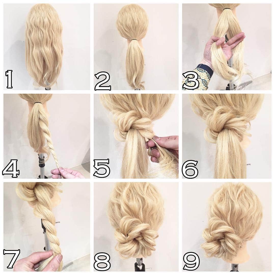 木村達沖 ヘアアレンジ ヘアセット さんのインスタグラム写真 木村達沖 ヘアアレンジ ヘアセット Instagram ロープアミを使った花 かざり風ヘアアレンジやり方 1 全体に波ウェーブが付いている状態 2 後ろにポニーテールで結ぶ 3 毛先を２つに分ける 4 片方を