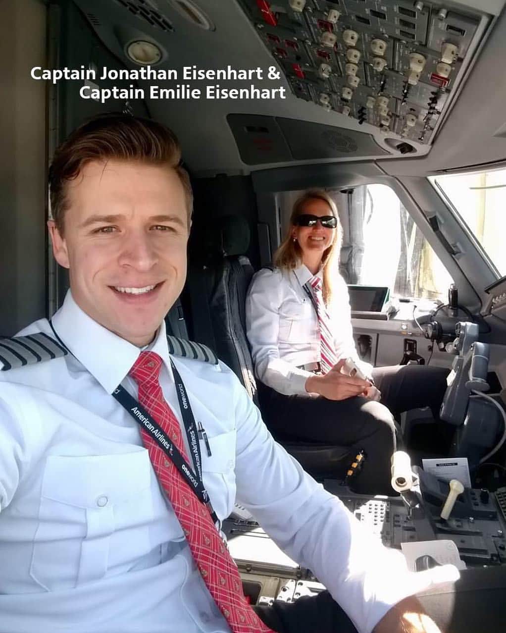 アメリカン航空のインスタグラム：「Couples that fly together, stay together! ❤️✈️ #AATeam #LoveBirds . . . . #AmericanAirlines #AmericanAir #Love #Valentines #ValentinesDay #Pilot #Pilots #Smile #Husband #Wife #Together #Happy #Couple #Family」