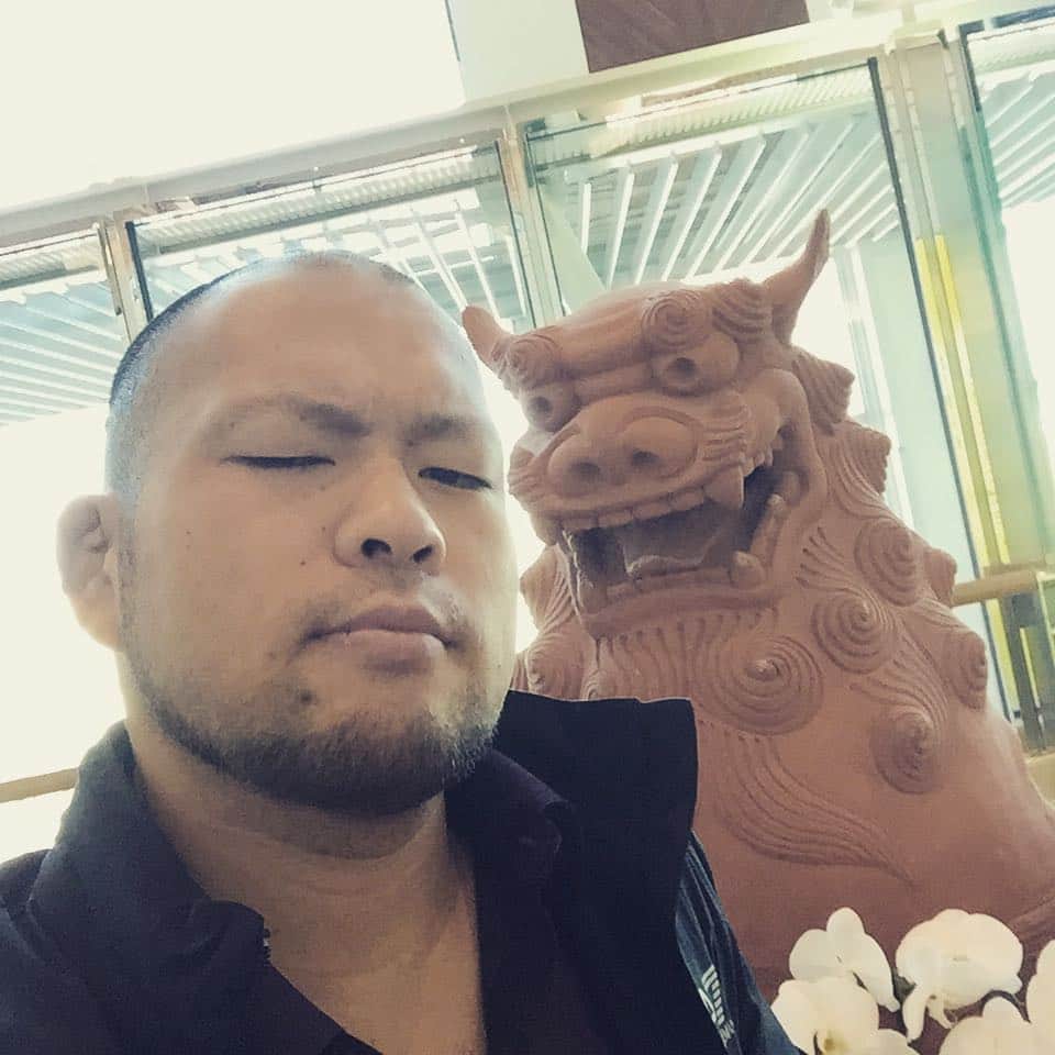 岡倫之さんのインスタグラム写真 - (岡倫之Instagram)「#沖縄 まで来て１日(24時間)もいないなんて… でも試合はエゲツないビンタかませて満足だし、 #ゴーヤチャンプル は美味しかった！また来年。 #njpw #シーサー #岡倫之 #那覇」2月15日 11時10分 - great_o_khan
