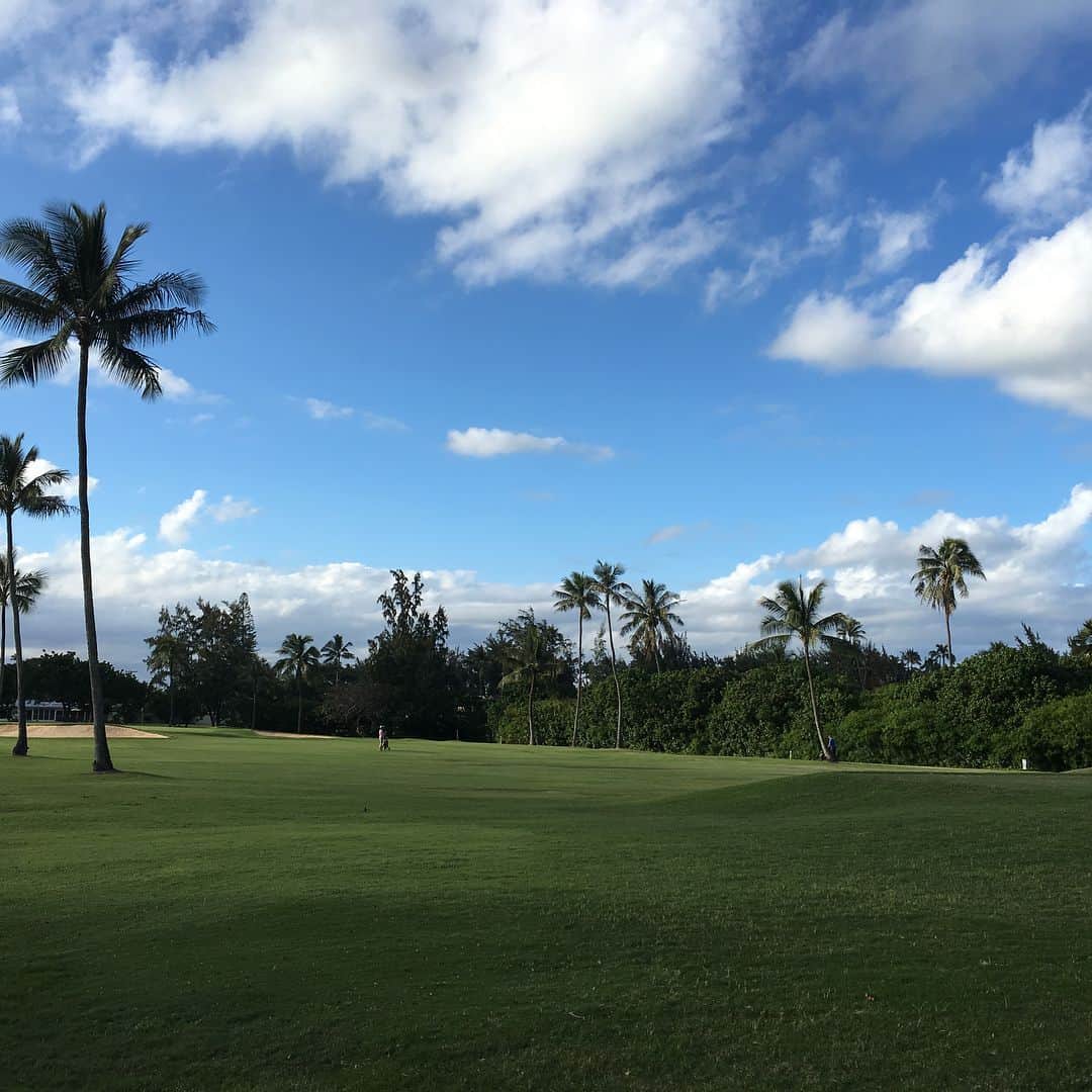 宮崎宣子さんのインスタグラム写真 - (宮崎宣子Instagram)「ハワイ着いて、夕方4時からのハーフラウンド⛳️✨ ハワイは雨が続いていたみたいで、 少しぬかるみがあったけど、 風が気持ちいいし、気候が何とも言えない…🌴🌴🌴 #golf #hawaiigolf #golfwear #archivio #ゴルフ女子 #ゴルフ好き #ハワイゴルフ #ハワイ #初めて #気候が最高 #宮﨑宣子 #hawaii #空が広い #」2月17日 17時26分 - miyazaki_nobuko