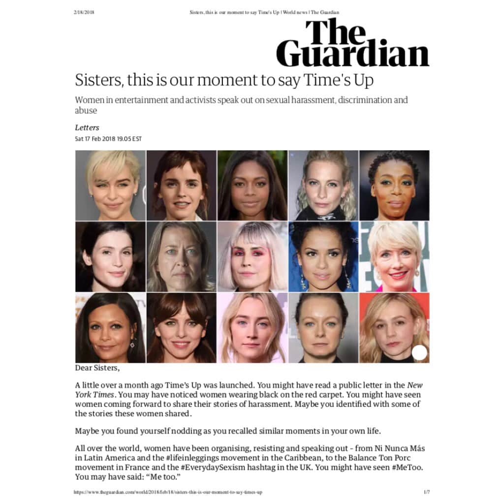 エマ・ワトソンのインスタグラム：「All of us are responsible for creating change, whatever industry you work in. We're asking everyone to help create a world we can be proud of - one that is safe, just and equal. Please join us and donate to the new Justice and Equality Fund, which will support frontline organisations that are working to end a culture where harassment and abuse are commonplace.  Together we can spread our message, support the strong people of all genders who are taking such personal risks, and make sure that this is one of those watershed moments in history where things never go back to the way they were before. This is the moment we stand together and say. #TIMESUP.  We hope you’ll stand with us.」