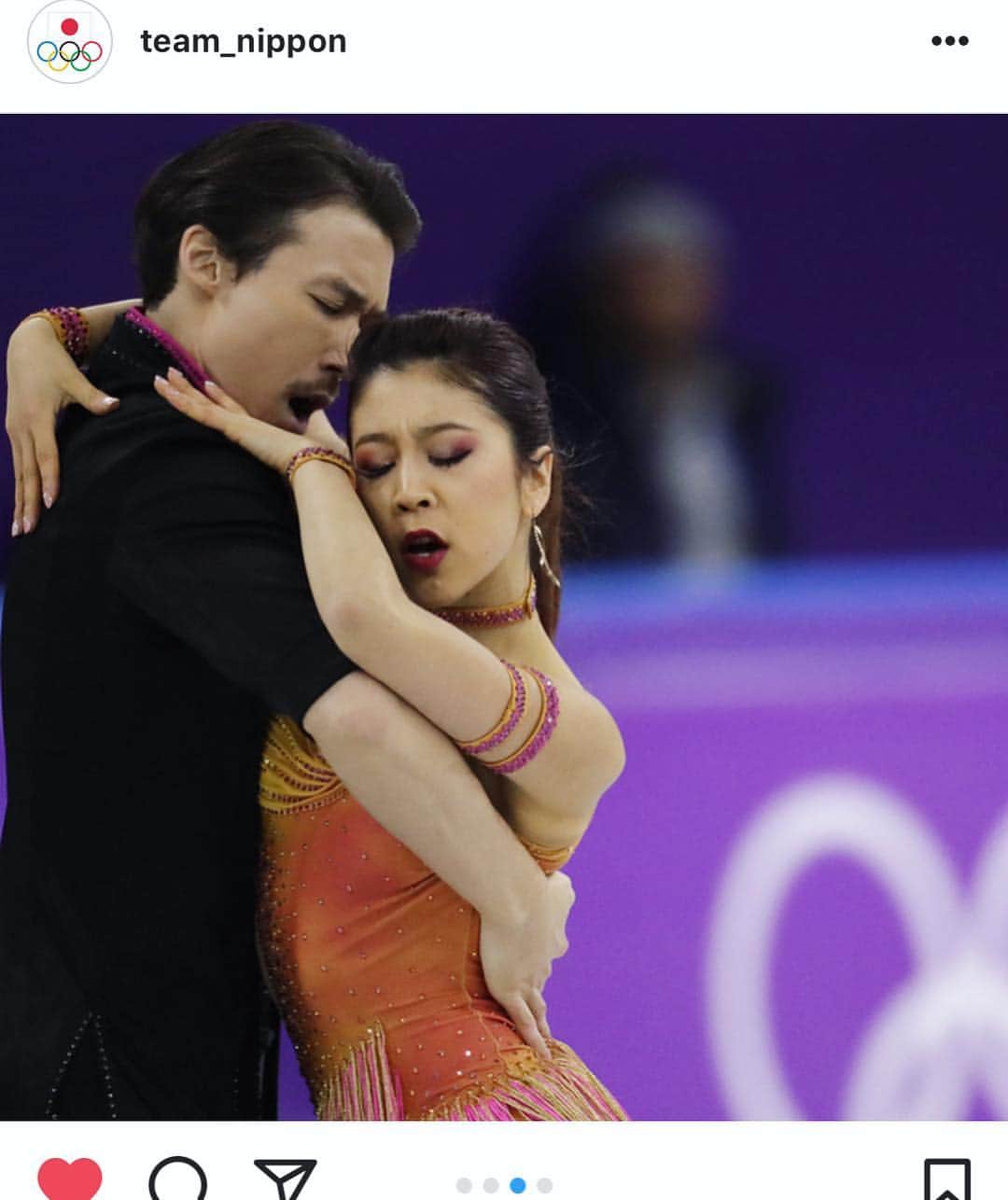 村元小月のインスタグラム：「Amazing Kana and Chris! So proud❤️ On to the free skate tomorrow! #pyeongchang2018」