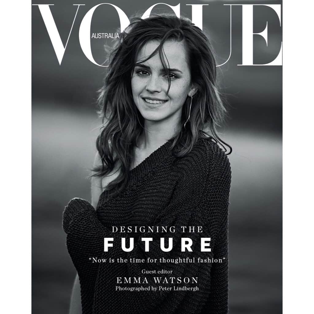 エマ・ワトソンのインスタグラム：「I helped guest edit @vogueaustralia’s March issue dedicated to conversations about sustainability and “Designing the Future”. I am so proud of this! @Edwinamccann thank you for making my editing dreams come true. Link in my bio to read my guest editor letter.」