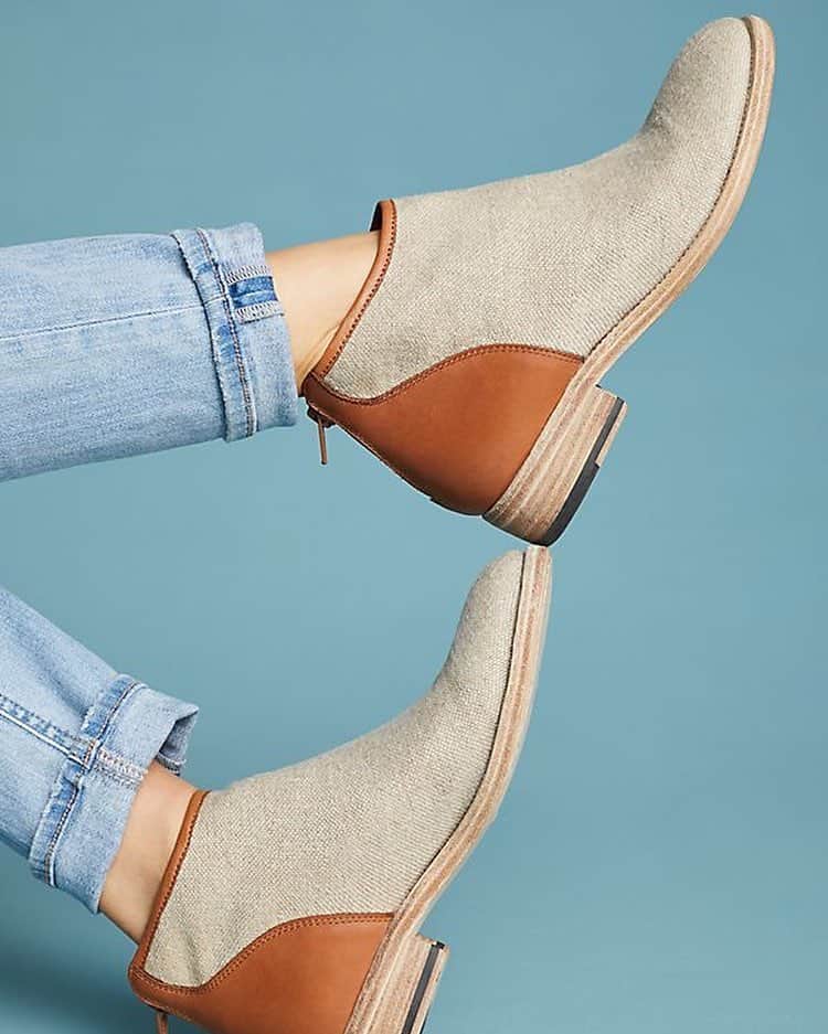 マットバーンソンのインスタグラム：「Our first ever Spring bootie the AMSTERDAM is in! Handmade in Portugal with Natural Canvas and leather」