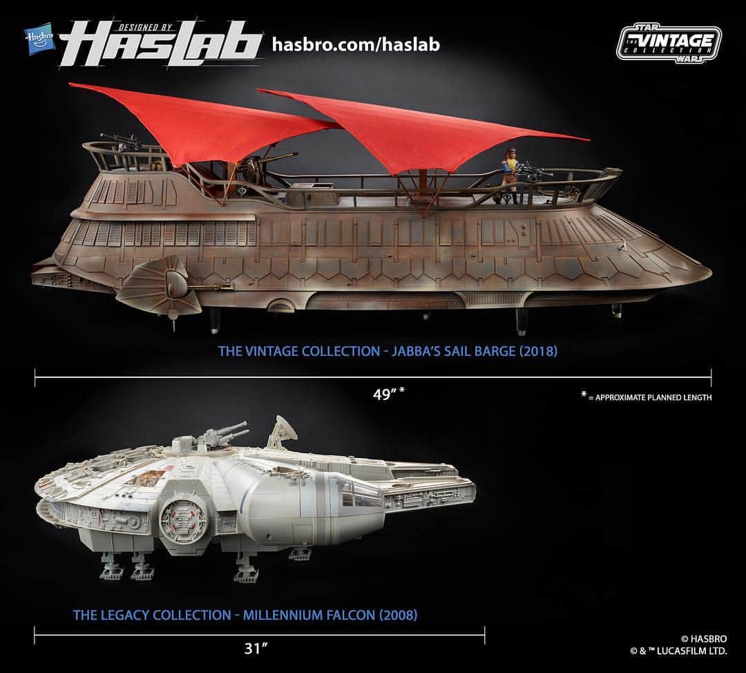 Hasbroさんのインスタグラム写真 - (HasbroInstagram)「If brought to life, The Vintage Collection Jabba’s Sail Barge, The Khetanna will have a good 1.5 feet on The Legacy Collection Millennium Falcon we produced in 2008. Link in bio! #HasLab #BackTheBarge」3月30日 3時01分 - hasbro