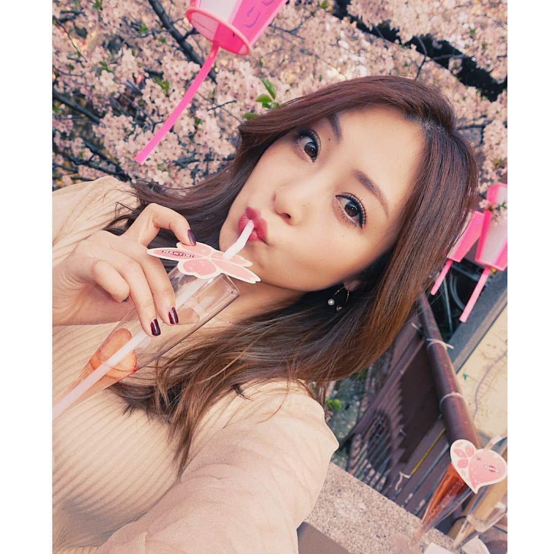 のインスタグラム：「🌸🍡🍭🍬🍓 ・  目黒川でいちごシャンパン🥂 最高だね  カメラの反対側では #大好き な#ふたり がセルフィーたつみを見ながら、 ゲラゲラ笑ってる🤣 ・  その様子はまた公開する…かも？ I drank strawberry champagne at MEGUROGAWA. It was awesome😆My favorite two peaple guffawing while looking at me opposite of the camera.I might upload that situation😜 #selfie #cherryblossom  #champagne  #strawberry  #march  #pink #桜  #中目黒 #お花見」