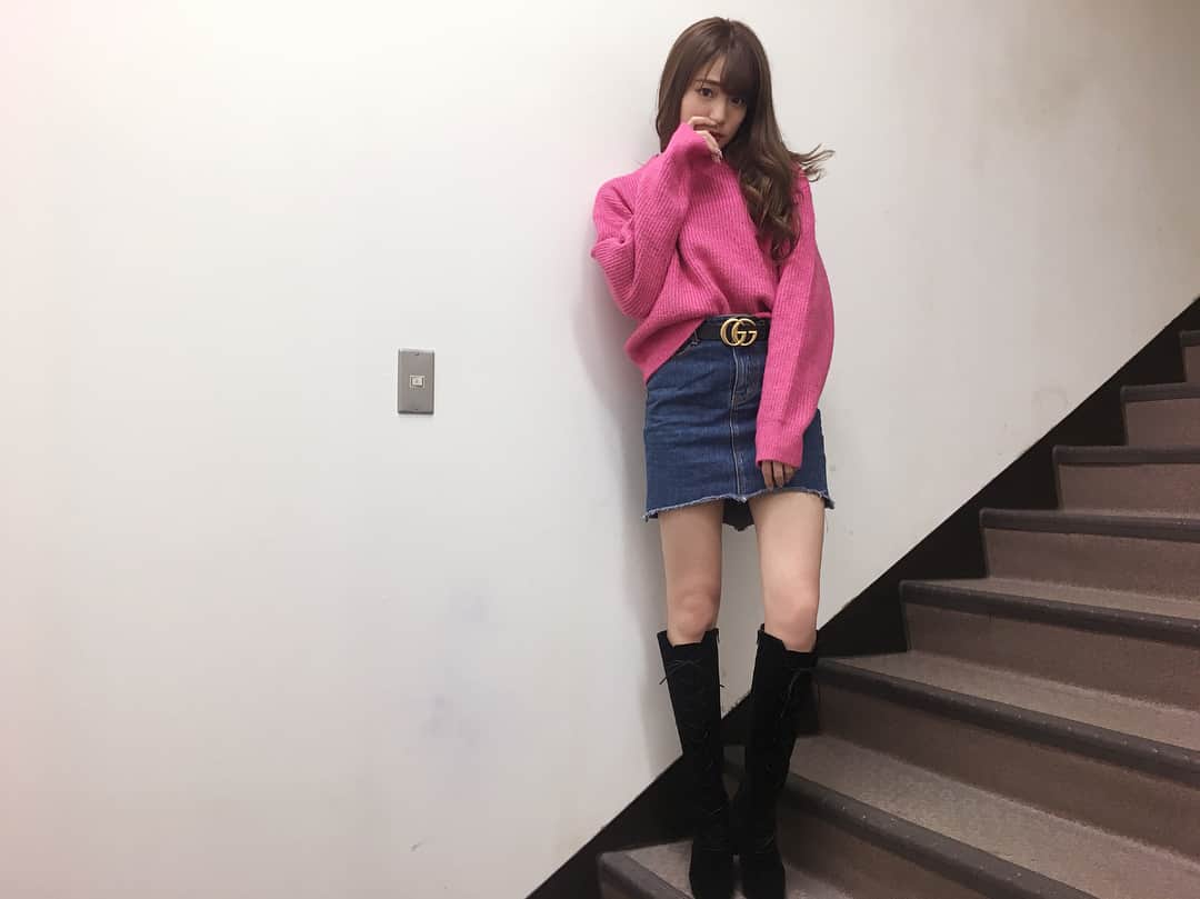 志田友美（ゆうみん）のインスタグラム：「. ㅤㅤㅤㅤㅤㅤㅤㅤㅤㅤㅤㅤㅤ ____OOTD____ ㅤㅤㅤㅤㅤㅤㅤㅤㅤㅤㅤㅤㅤ . #ootd #todayscode #spring  #pink #knit #instafashion」