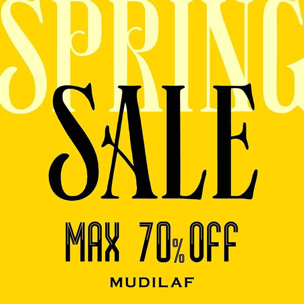 MUDILAFのインスタグラム：「MUDILAF SALE NEWS ＿＿＿＿＿＿＿＿＿＿＿＿＿＿＿＿＿＿＿＿＿＿ MUDILAFオンラインストアでは ただ今春物がMAX70%OFFとなっております‼️ . これから使えるアイテムが お得にGETできるチャンス✨ . 渋谷109の店舗でも春物お買い得になっております❣️ 是非店頭にてお待ちしております😘 ＿＿＿＿＿＿＿＿＿＿＿＿＿＿＿＿＿＿＿＿＿＿ #MUDILAF #fashion #tokyo #Shibuya  #instagood #ootd  #style #coordinate #sale #max #70off」