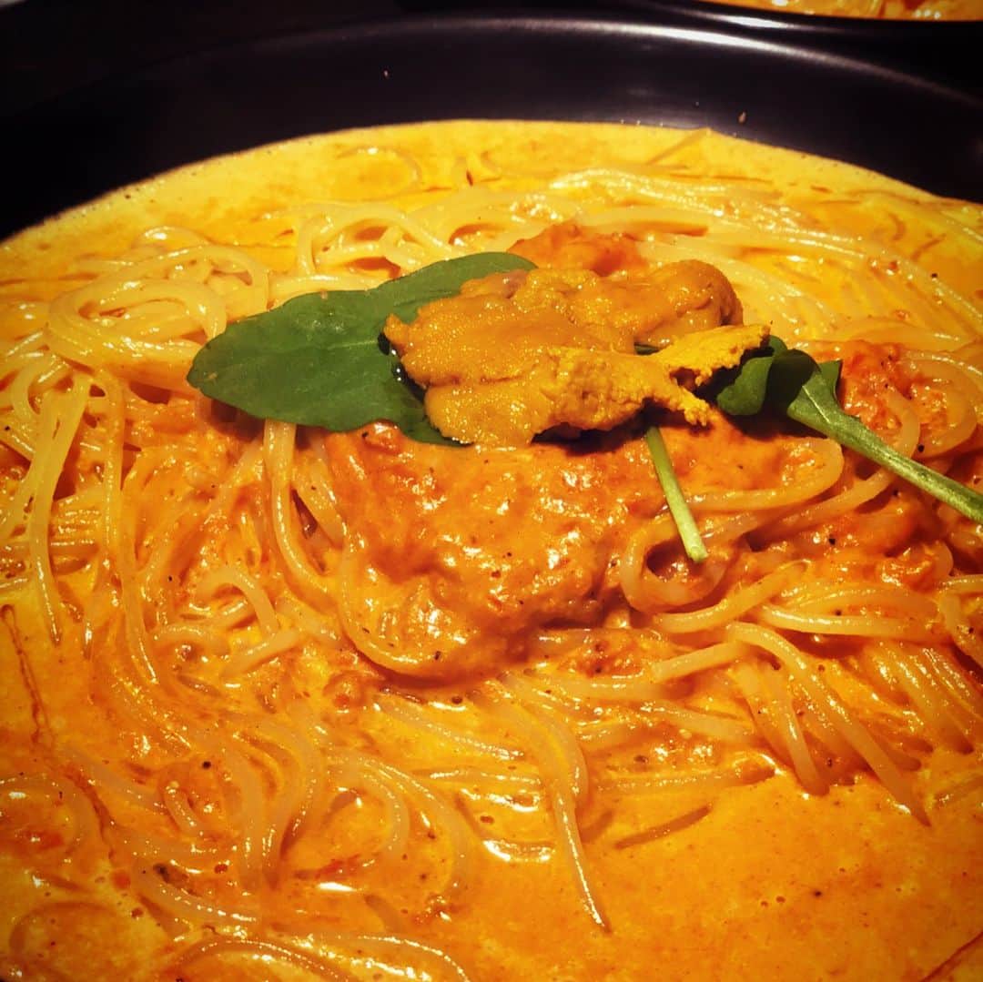 祖父江大輔のインスタグラム：「#off#pasta家#一星に遭遇#生うにクリームパスタ」