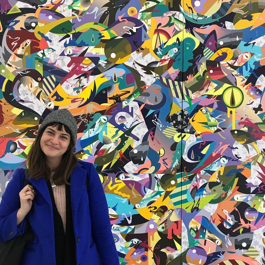 松山智一のインスタグラム：「Finishing off NY art week with a visit from @shulamitnazarian gallery.. thanks @melmabelle for the visit before your ✈️」
