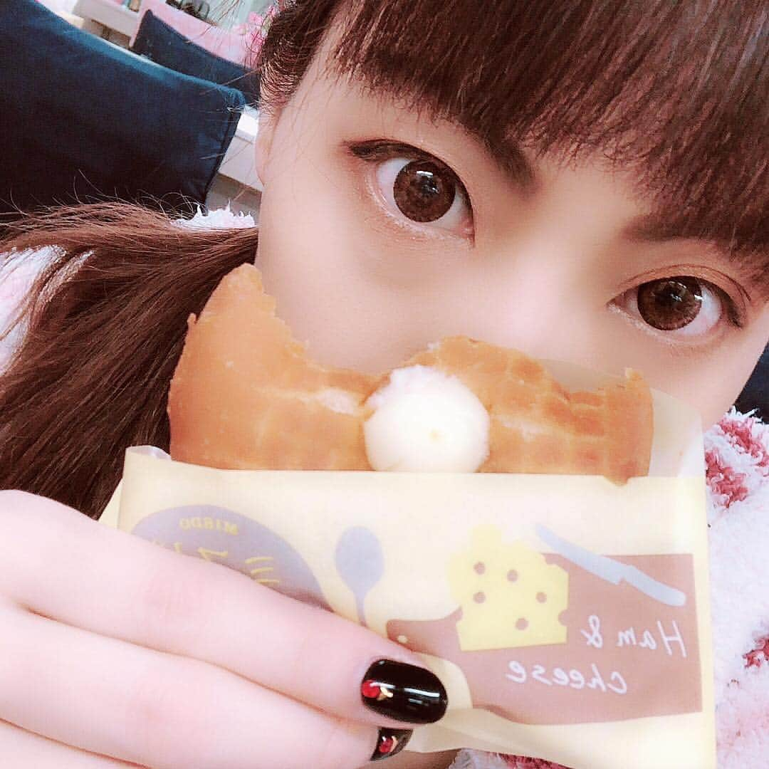 広瀬奈々美さんのインスタグラム写真 - (広瀬奈々美Instagram)「ミスドのハムチーズのドーナツ？買ってみたんだけどめちゃくちゃ美味しい！他にもいろいろ買ったから今日はミスドを食べて過ごします笑 #ミスド #他に買ったのは #ハニーディップ #シュガーレイズド #ココナツチョコレート #シンプルなのが好き」3月15日 10時55分 - nanami_hirose