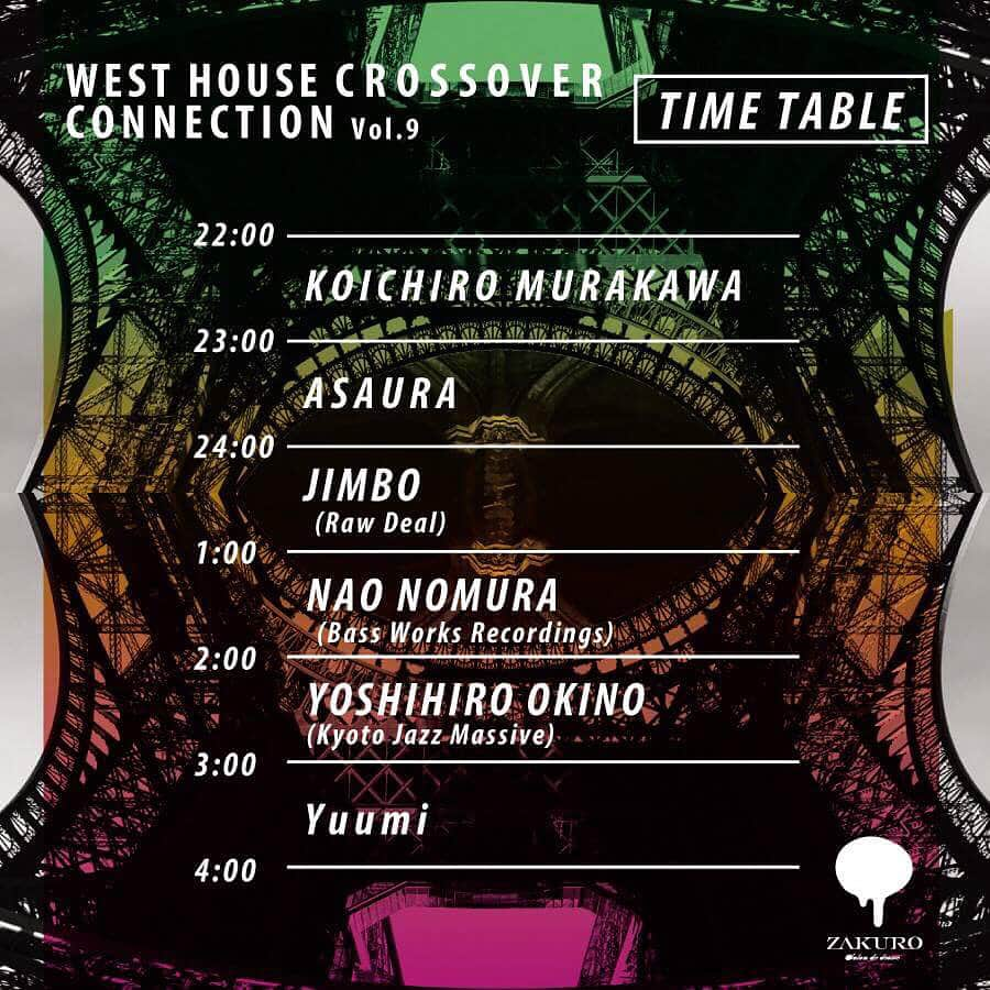 Live & Bar Onziemeのインスタグラム：「ZAKUROの人気PARTYの一つ！ 「WEST HOUSE CROSSOVER CONNECTION」 KYOTO JAZZ MASSIVE/ESPECIAL RECORDS 沖野 好洋さんとONZIEME時代から数々のHOUSE/TECHNO PARTYを手がけているNAO NOMURAさんがタッグを組んでオーガナイズするこのパーティー！ 今日は、スペシャルバージョン！ パーカッションLIVEあり！  関西を拠点に活動するハウス・クロスオーヴァー・テックハウスDJ達が集うスペシャル・パーティー”WEST HOUSE CROSSOVER CONNECTION”の第9回目がZAKUROにて開催決定！ ハウス/クロスーヴァー/テックハウスと一晩を通して大阪のハウス・クロスオーヴァー・シーンを体感できる内容でお贈りします！更に今回はLive Percussionsのミュージシャン達も参加するスペシャル・ヴァージョンです！  2018.03.31 (SAT) @ZAKURO 東心斎橋 “WEST HOUSE CROSSOVER CONNECTION Vol.9”  DJ :  YOSHIHIRO OKINO (Kyoto Jazz Massive) NAO NOMURA (Bass Works Recordings) and JIMBO (Raw Deal) ASAURA KOICHIRO MURAKAWA Yuumi  Percussions : MASAHIRO ‘HAMO’ MATSUO & 哲  DJ Start : 22:00 / Close : 4:00 Music Charge : ¥2000 with 1D  ZAKURO HP: http://www.zakuro-osaka.com/event/detail/252/  Facebook: https://www.facebook.com/events/928380360671828/  iflyer: https://iflyer.tv/ja/event/300873  クラベリア： https://clubberia.com/ja/events/277564/  RA: https://jp.residentadvisor.net/events/1087135」