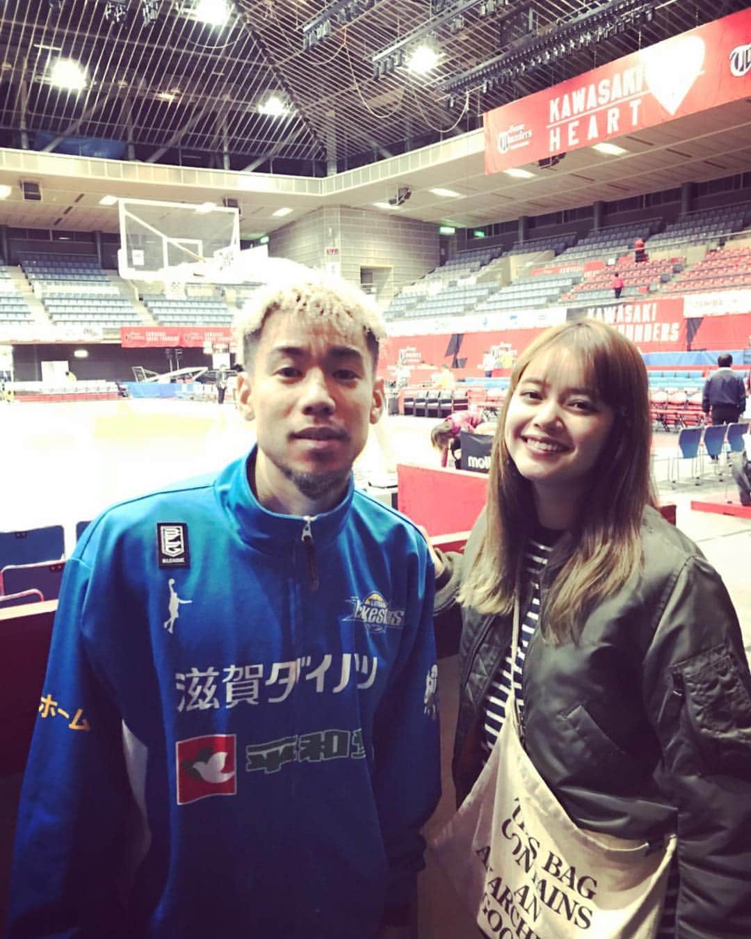 岸本セシルのインスタグラム：「@narito7 🏀👏 #滋賀レイクスターズ #並里成 #プロバスケットボール #沖縄 #KOZA #同級生 #🐒」