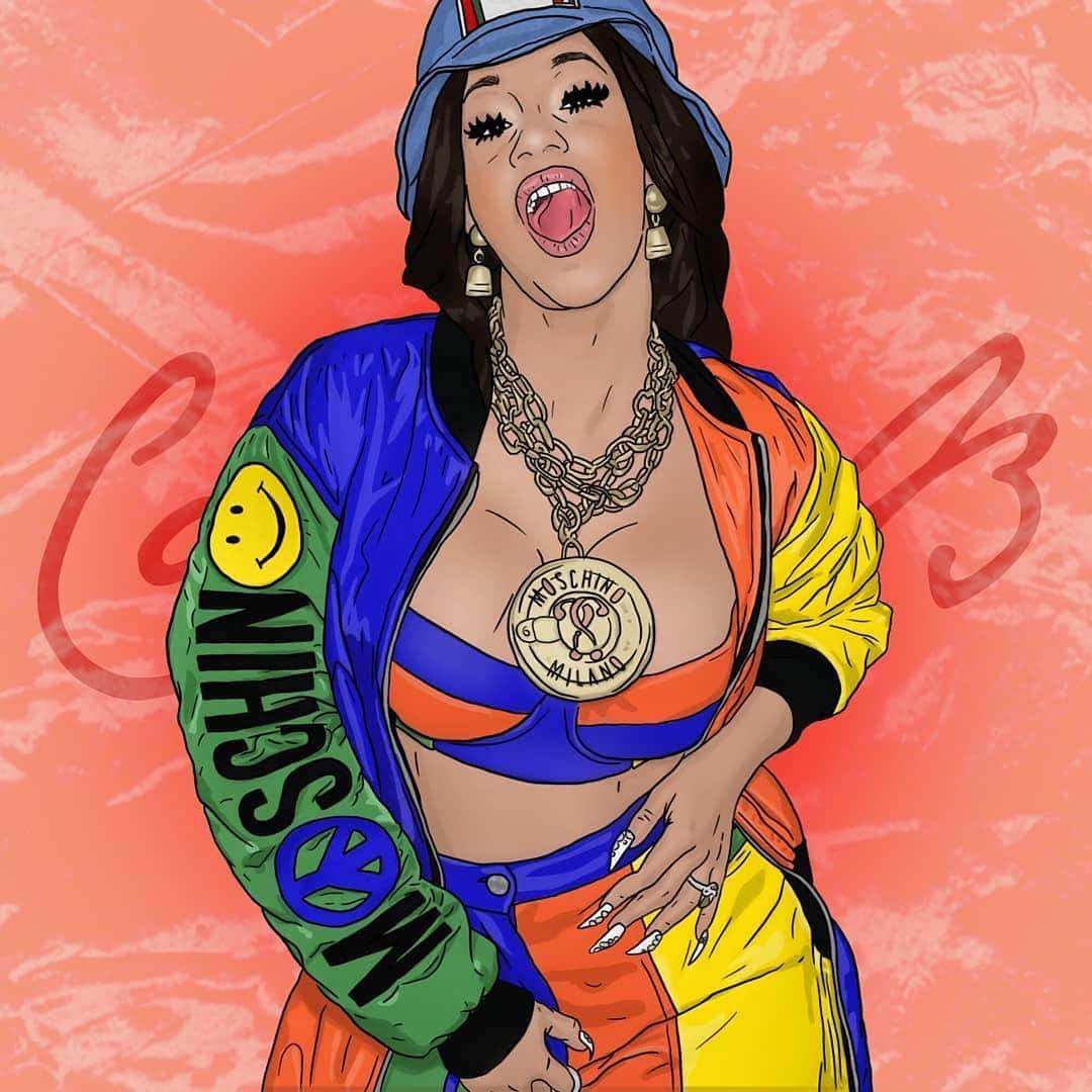 Moschinoさんのインスタグラム写真 - (MoschinoInstagram)「💚🧡💙 #Repost @babyboographic ・・・ Babyboographic X @iamcardib #cardib #trapqueen #queen #blackgirl #moschino @itsjeremyscott #graphics #cover #art #digitalart #digital #design #graphicdesigners #milan @kollincarter」3月18日 6時12分 - moschino