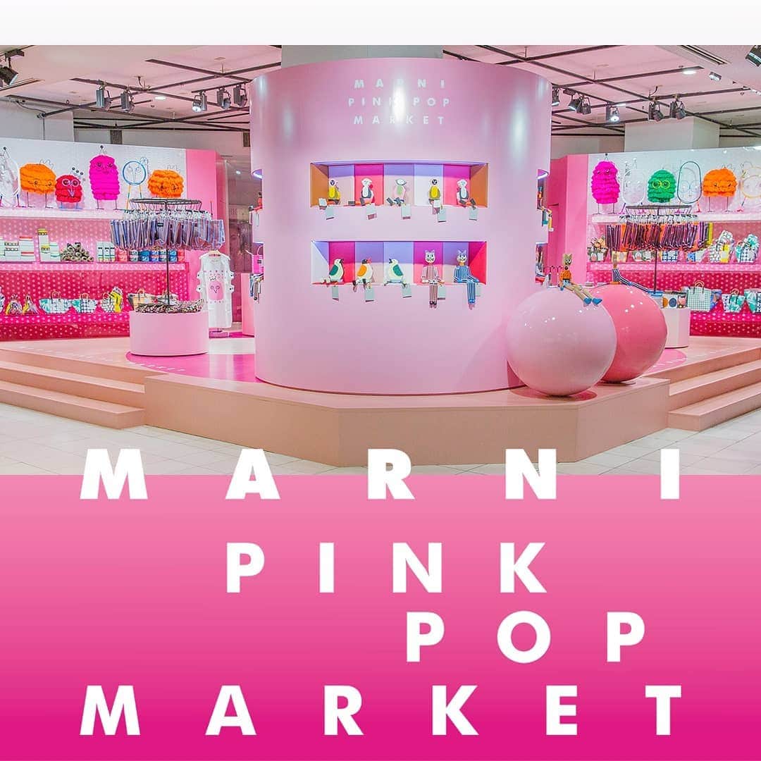 のインスタグラム：「MARNI PINK POP MARKET is a lively and colorful ambience to discover the iconic world of Marni lifestyle. At #ShinjukuIsetan Department store in Tokyo, from March 21st to March 27th. #MarniMarket _ マルニ ピンク ポップ マーケットは、躍動感溢れるカラフルな雰囲気。マルニが提案するライフスタイルをお楽しみください。伊勢丹新宿店にて、３月21日（水・祝）から27日（火）までの開催です。 #MarniMarket」