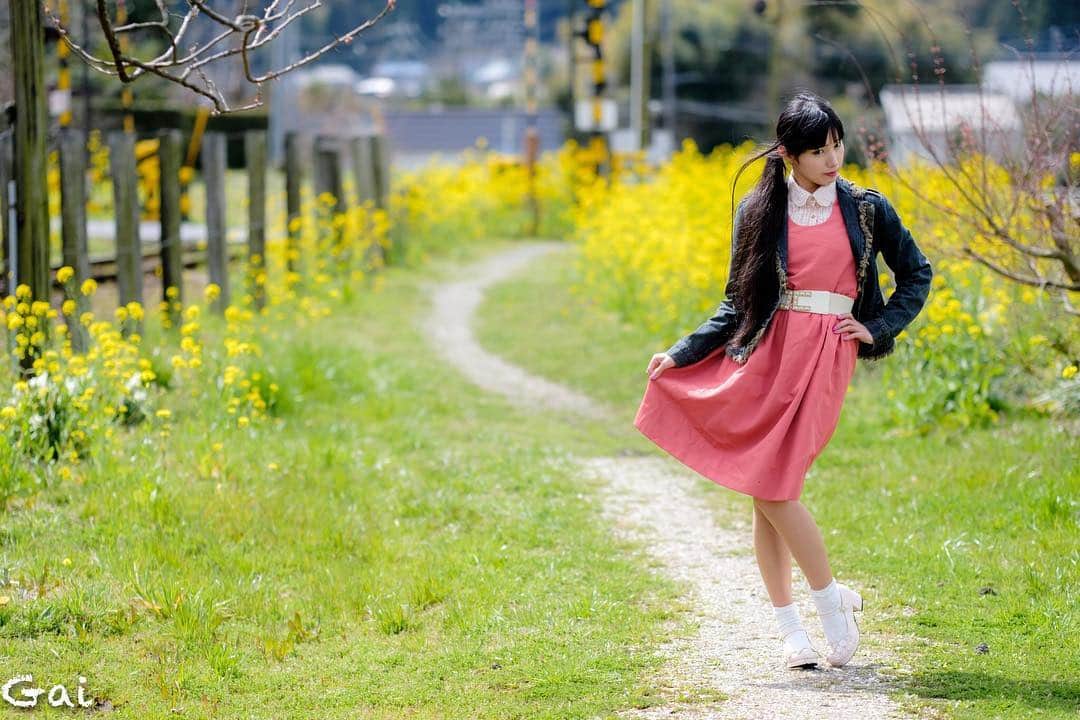 のインスタグラム：「春の小湊を満喫してきました🌸 . . #マシュマロ撮影会 #菜の花 #小湊鉄道  #spring  #sakura #sakura2018  #ootd  #春コーデ  #ピンクコーデ  #写真すきな人と繋がりたい  #インスタグラマー #黒髪女子  #japanesegirl  #kawaiigirl  #portrait #portraits #portraiture #portraitmood #portraitpage #igw_photo #instagood #ig_portrait #ig_japan_portrait  #ポートレートしま専科 #ポートレート  #셀카 #셀피 #훈스타그램 #메이크 #메이크업」