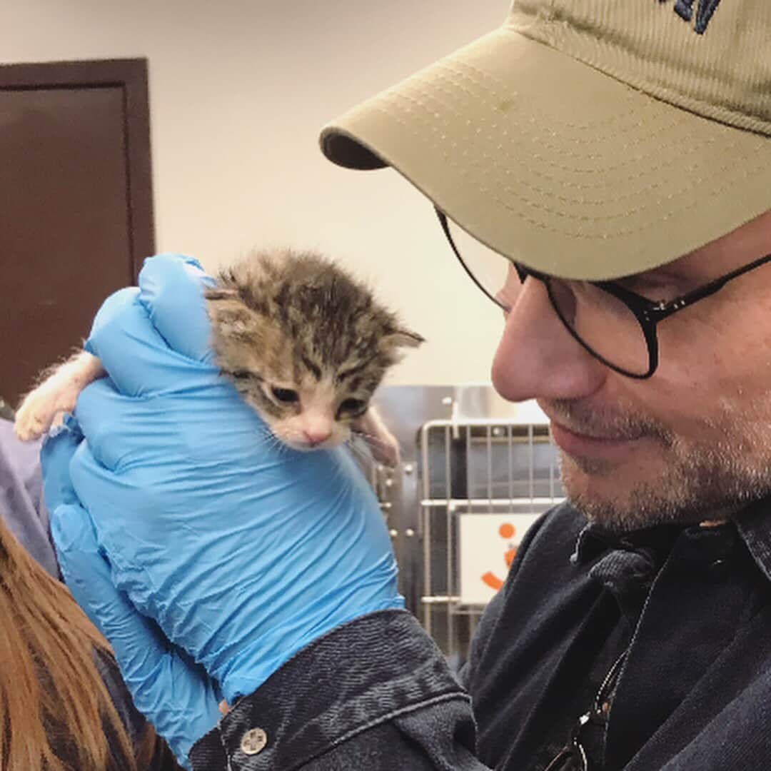 クリスチャン・スレーターのインスタグラム：「Spent an inspirational afternoon with the staff and incredible volunteers of @bestfriendsanimalsociety learning about their kitten nursery, which saved over 3,000 kittens from euthanasia in 2017 alone. If you are in LA and thinking of adopting a pet, check out their animal sanctuary (they have adult cats, dogs and puppies too)! #KITTENS #SaveThemAll」