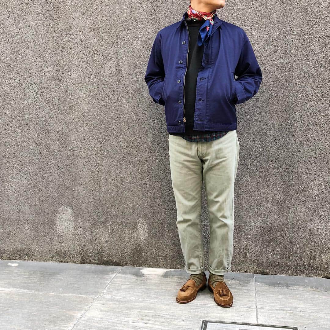 the.daily.obsessionsさんのインスタグラム写真 - (the.daily.obsessionsInstagram)「Today's Outfit. ↓ 60's Vintage U.S.Navy Utility Jacket 60's Vintage Unknown Sweat Shirt Black Color #GitmanVintage Plaid BD-Shirt 90's Old #Courrèges Silk Scarf 60's Vintage #Levis #519 #BigE Type-Model Pique Pants #Alden no.3403 Snuff Suede Tassel Moccasin」3月27日 7時51分 - the.daily.obsessions