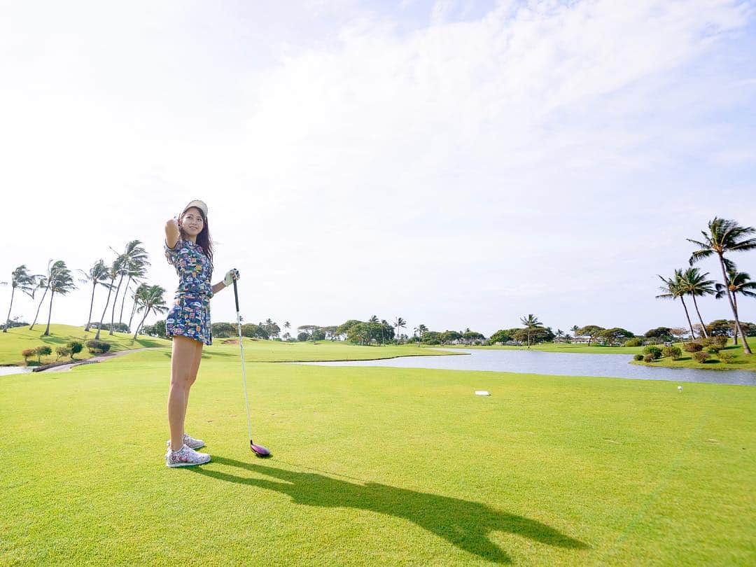 のインスタグラム：「・ Hawaiiゴルフの思い出☺️🇺🇸🌺 広々していて景色綺麗でした☺️⛳️ ・ #kapolei #kapoleigolfclub #カポレイ #カポレイゴルフクラブ #hawaii #mahalo #trip #vacation #aloha #ハワイ #🌺 #ゴルフ #ゴルフ女子 #武田奈津美 #golf #golfgirl #natsumigolf #japan #jackbunny #ジャックバニー」