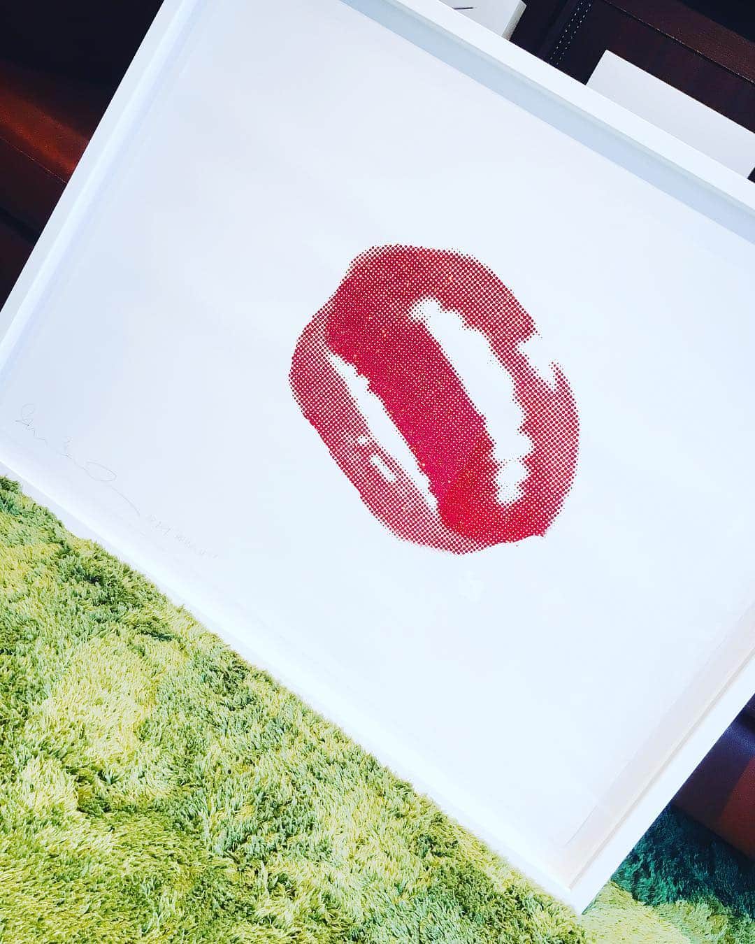 トリミングサロン 101 赤坂のインスタグラム：「やっと届いたよー😂👍 #シェーンボーデン #モンローリップ #NY #5ヶ月 #絵 #芸術」