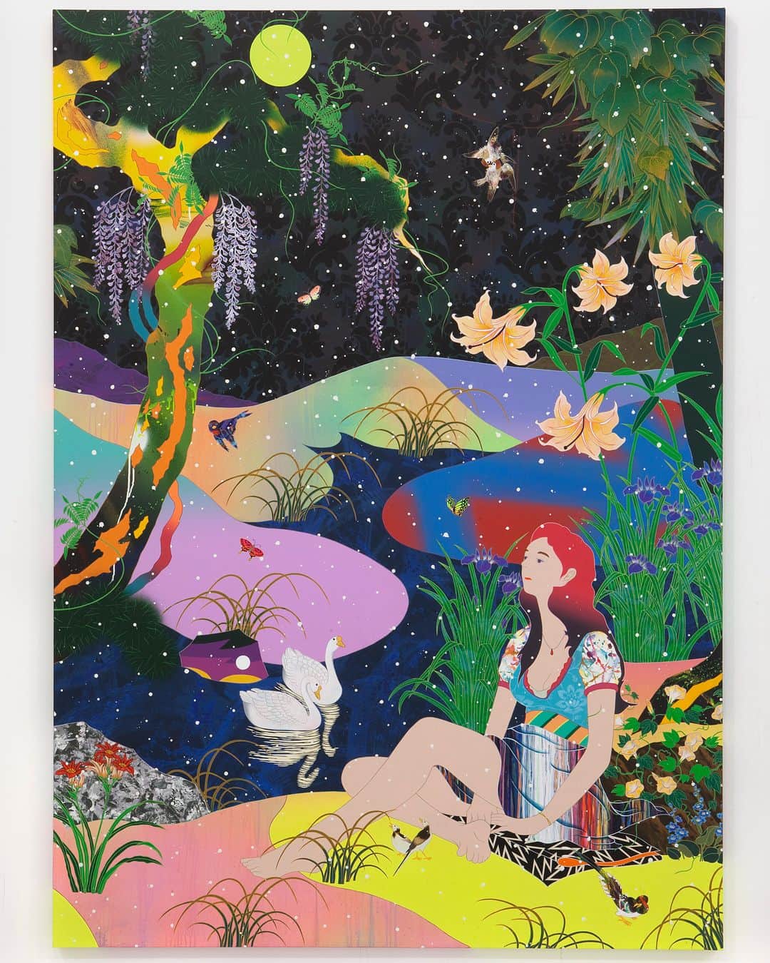 松山智一のインスタグラム：「”Same Same Different”  will be my first exhibition in Japan in over 10 years. Hosted at Lumine 0 in NEWoMan in Shinjuku Station. Come join us for the opening this Sunday evening .  いよいよ来たる日曜から！ 松山智一個展「Same Same, Different」をLumine 0にて開催します。10年以上ぶりとなる日本での個展。いよいよ来たる日曜から！ 連動して会期中トークも行うので、奮って参加ください。熱い人たちとおもしろーい話します。 〔会期〕4月29日（日）〜5月6日（日） 11：00〜19：00　※4月29日のみ11：00〜15：00 〔会場〕LUMINE0（NEWoMan SHINJUKU 5F） 〔トークイベント〕 1、4月29日（日・祝）17:00〜18:45  松山智一 x 小泉里子（モデル） 2、5月3日（木・祝）15:00〜16:00  松山智一 x 秋元雄史（東京藝術大学大学美術館 館長・教授、練馬区立美術館館長） 3、5月4日（金・祝）15:00〜16:00  松山智一 x 嵜本晋輔（実業家、元サッカー選手） ・ トークイベントご参加希望の方はlumine_event@hpgrp.com にて事前に要予約、定員に達し次第終了します。 （希望日・お名前・人数をメール本文に直接ご入力ください。）」