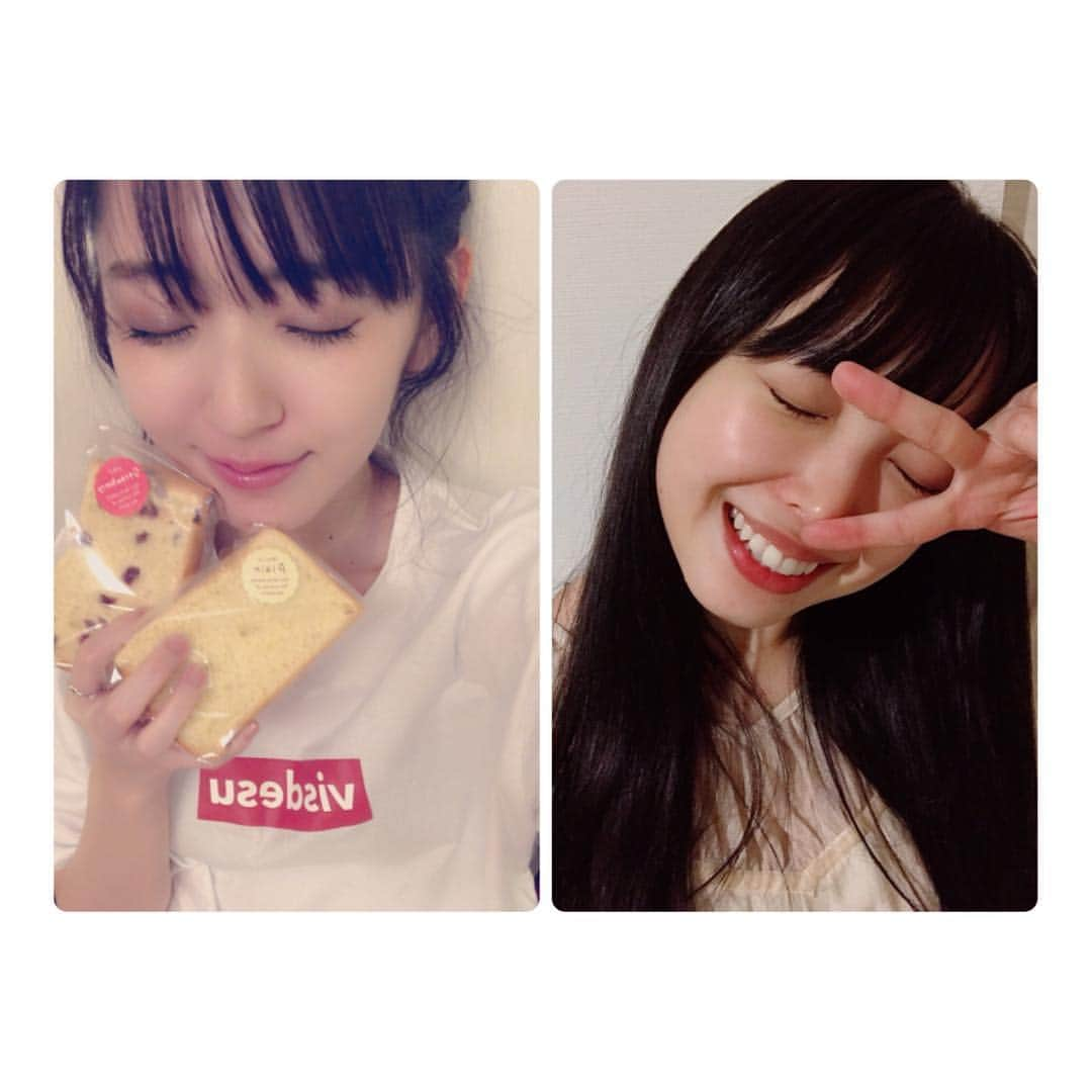 鈴木愛理さんのインスタグラム写真 - (鈴木愛理Instagram)「✴︎ 今日観に来てくれたけど 写真撮れなくて 家帰ってから写真送り合うという謎のコミュニケーションをとりました。笑笑 . なっきぃです🐟💙 貴重なお休みの日にありがとう😭 . . #なっきぃからもらった #明日の朝食べてね💗 #のシフォンケーキの差し入れを持ったスズキ #と #たのしかったぜ！！！！ #のナカジマ #笑 #そしてやっぱりなっきぃは #私の右側 #という私とあおいちゃんで作った #焼肉屋さんでの妄想曲がお気に入りでした #左利きの気になる彼と焼肉行ったら #座る場所間違えて #腕がぶつかって #あっこれは恋が始まるかも、、、 #っていうただの妄想ソング (会場で初めて歌った未発表曲☺︎) . . #音源化希望されました🙋‍♀️ #もうこの際焼肉屋さんでMVとりたいです #笑」4月10日 1時36分 - airisuzuki_official_uf