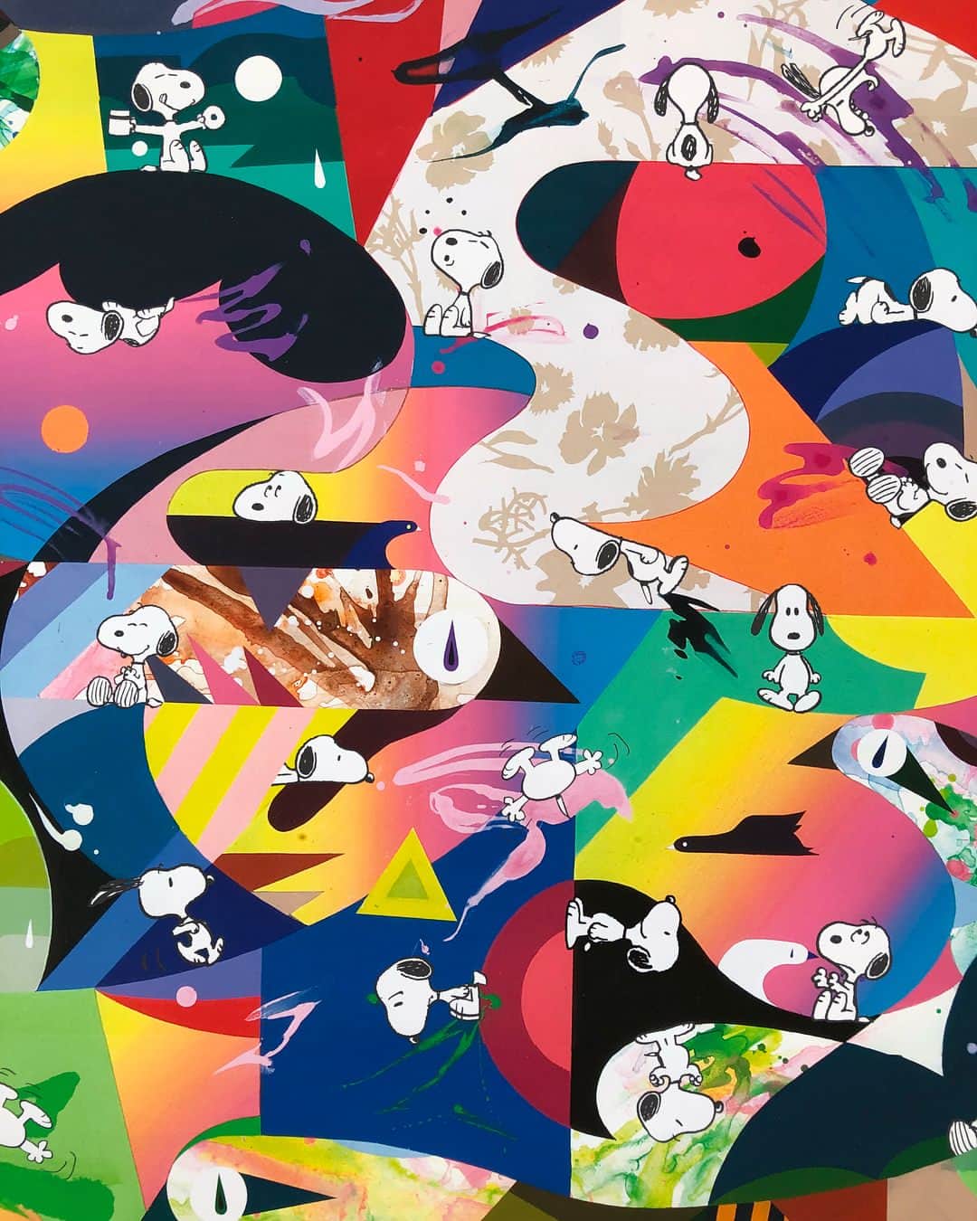 松山智一のインスタグラム：「thrilled to announce my new collaborative project with the Peanuts. With amazing roster and friends with @robpruitt5000 @kennyscharf @friendswithyou @assumevividastrofocus @ninachanel @andresaraiva  Its an art collective project that will invade the world including your town👊👊 #PEANUTS GLOBAL ARTIST COLLECTIVE . thx to @culturecorps @yvonneforce @doreenremen @elizabethmargulies  keep your 👁👁open!! From Public art to Tee s  The Peanuts (スヌーピー）とコラボします。巨大なパブリックアートからアパレルまで、１年以上かけてじっくりアートで化粧したスヌーピー各国にお届けします。GWまずは渋谷のスクランブル交差点ジャックします〜」